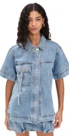 Aje Juno Denim Shirt Coastal Wash In Coastal Wash