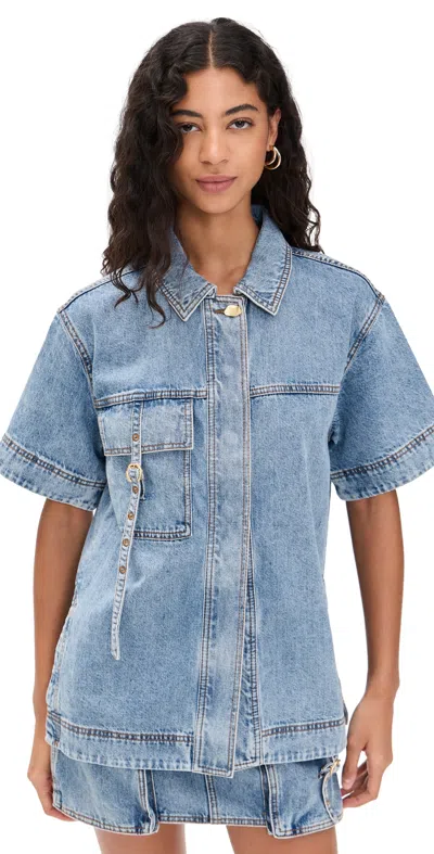 Aje Juno Denim Shirt Coastal Wash