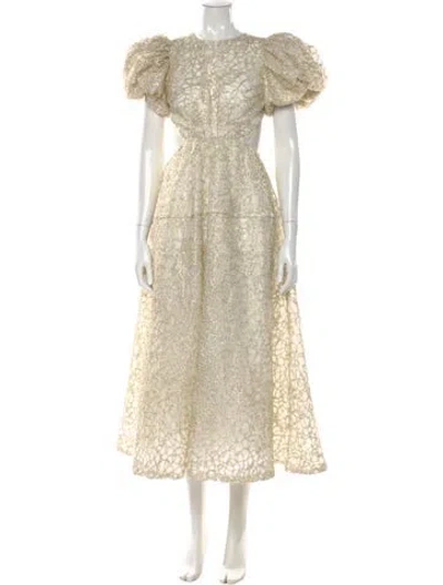 Pre-owned Aje Lace Pattern Long Dress In White