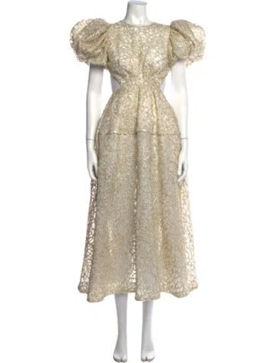 Pre-owned Aje Lace Pattern Midi Length Dress In Metallic/white