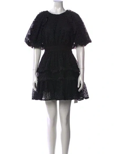 Pre-owned Aje Lace Pattern Mini Dress In Black