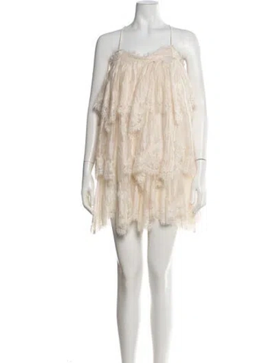 Pre-owned Aje Lace Pattern Mini Dress In Neutrals