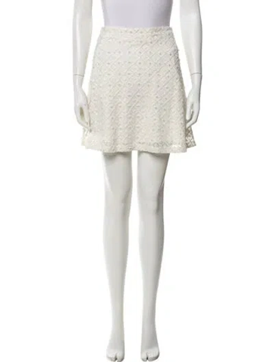 Pre-owned Aje Lace Pattern Mini Skirt In White