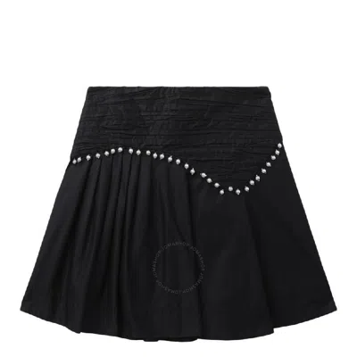 Aje Ladies Black Florence Pearl Embellished Flared Miniskirt