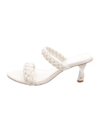 Pre-owned Aje Leather Braided Accents Slides In White
