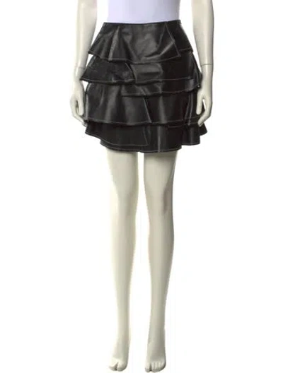 Pre-owned Aje Leather Mini Skirt In Black