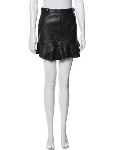 Pre-owned Aje Leather Mini Skirt In Black