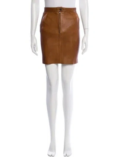 Pre-owned Aje Leather Mini Skirt In Brown