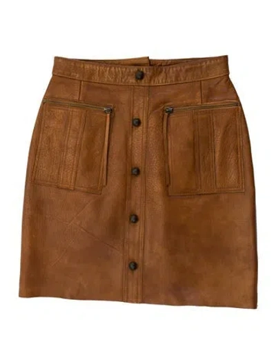 Pre-owned Aje Leather Mini Skirt In Brown