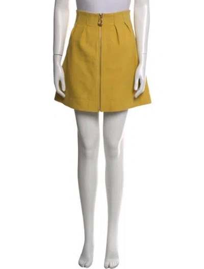 Pre-owned Aje Leather Mini Skirt In Yellow