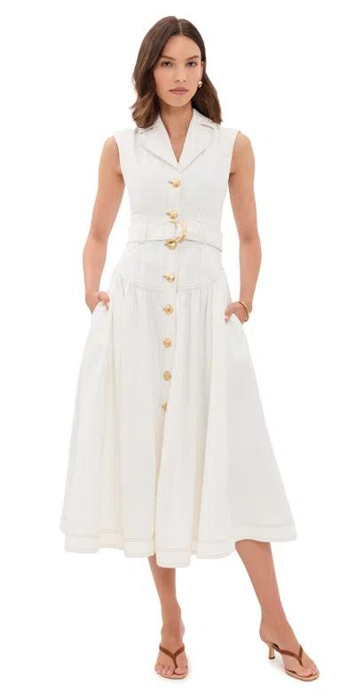 Aje Lilianna Belted Denim Midi Shirt Dress In Multi