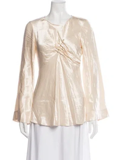 Pre-owned Aje Linen Crew Neck Blouse In Neutrals