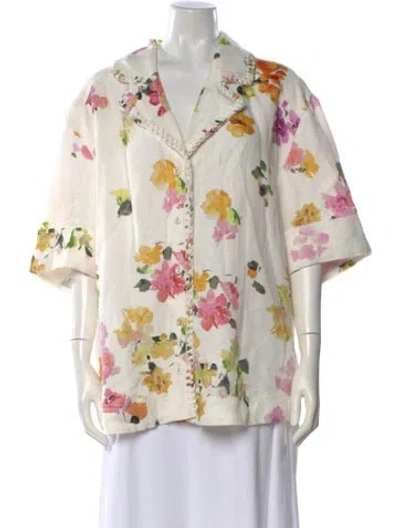 Pre-owned Aje Linen Floral Print Blouse In Neutral