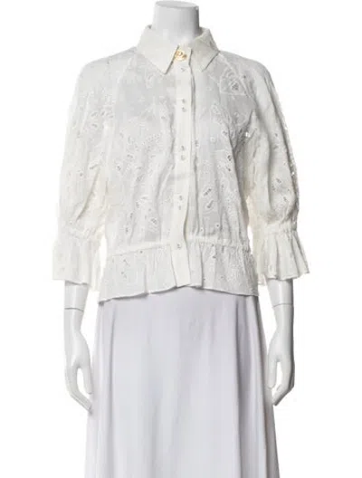 Pre-owned Aje Linen Floral Print Blouse W/ Tags In Neutrals