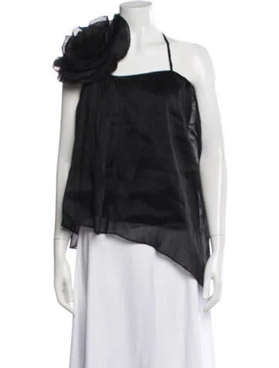 Pre-owned Aje Linen Halterneck Top In Black