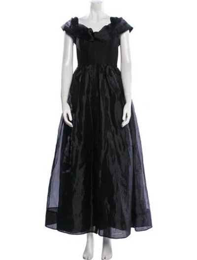 Pre-owned Aje Linen Long Dress In Black