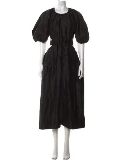 Pre-owned Aje Linen Long Dress In Black