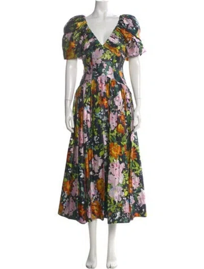 Pre-owned Aje Linen Long Dress In Black