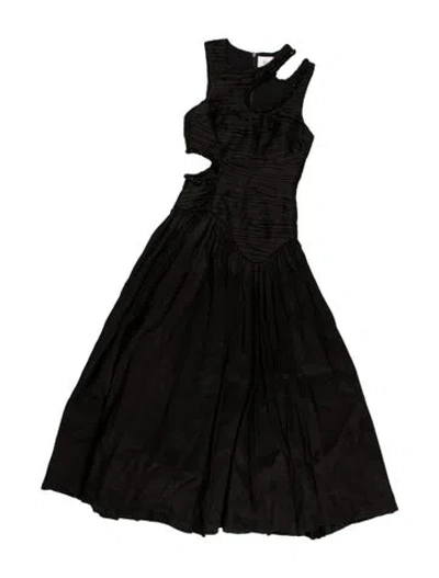Pre-owned Aje Linen Long Dress In Black