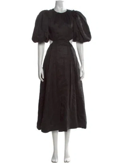 Pre-owned Aje Linen Long Dress In Black