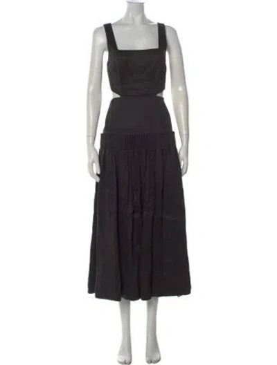 Pre-owned Aje Linen Long Dress In Black