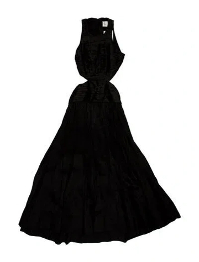 Pre-owned Aje Linen Long Dress In Black