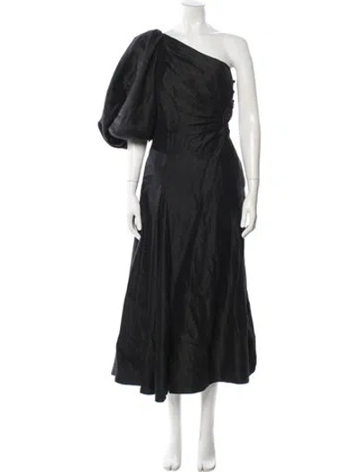 Pre-owned Aje Linen Long Dress In Black