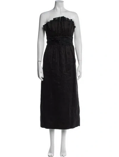 Pre-owned Aje Linen Long Dress In Black