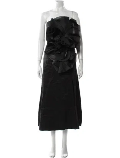 Pre-owned Aje Linen Long Dress In Black