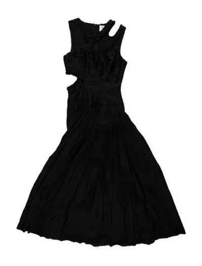 Pre-owned Aje Linen Long Dress In Black