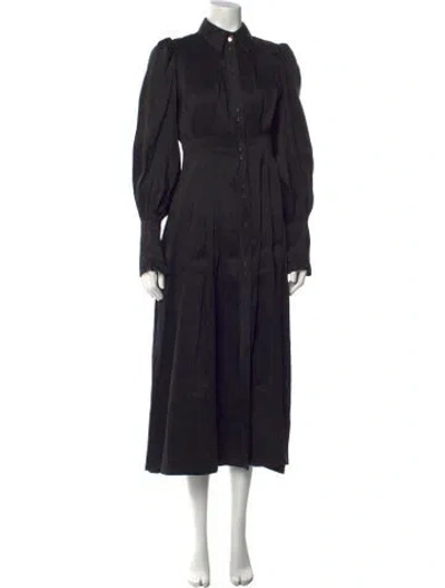 Pre-owned Aje Linen Long Dress In Black