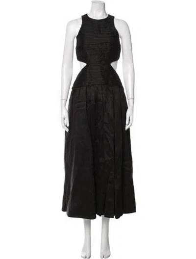 Pre-owned Aje Linen Long Dress In Black