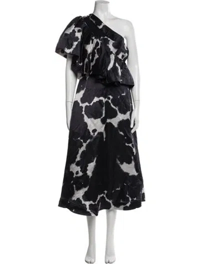 Pre-owned Aje Linen Long Dress In Blue