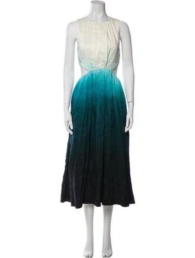 Pre-owned Aje Linen Long Dress In Blue