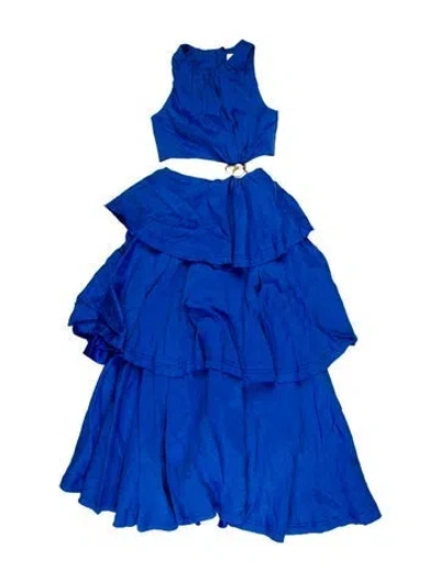 Pre-owned Aje Linen Long Dress In Blue