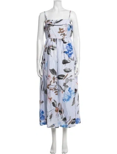 Pre-owned Aje Linen Long Dress In Blue