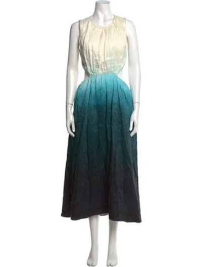 Pre-owned Aje Linen Long Dress In Blue