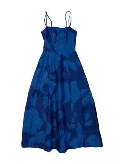 Pre-owned Aje Linen Long Dress In Blue