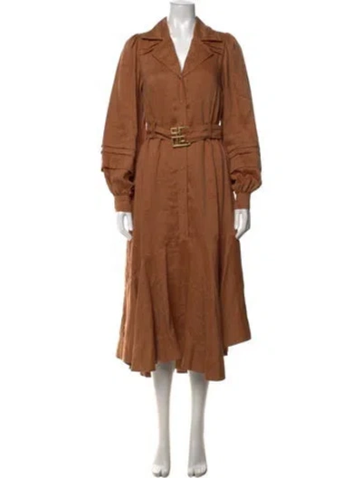 Pre-owned Aje Linen Long Dress In Brown