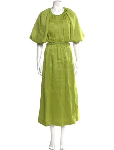 Pre-owned Aje Linen Long Dress In Green