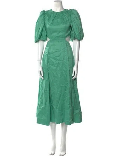 Pre-owned Aje Linen Long Dress In Green