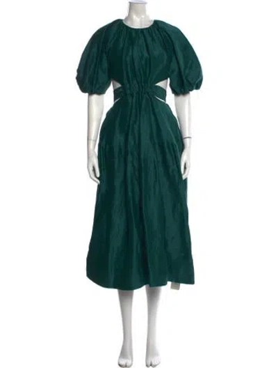 Pre-owned Aje Linen Long Dress In Green