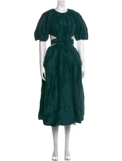 Pre-owned Aje Linen Long Dress In Green