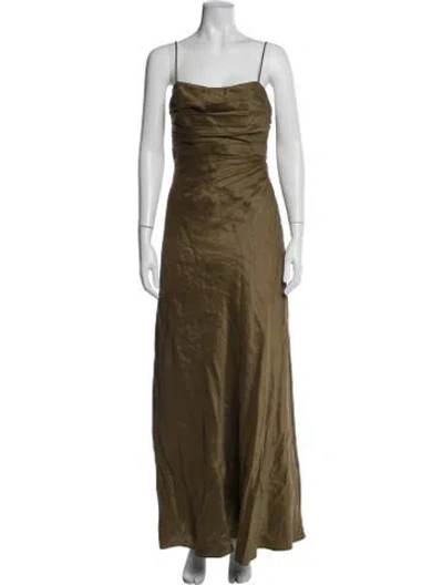 Pre-owned Aje Linen Long Dress In Green
