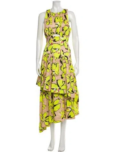 Pre-owned Aje Linen Long Dress In Neutral