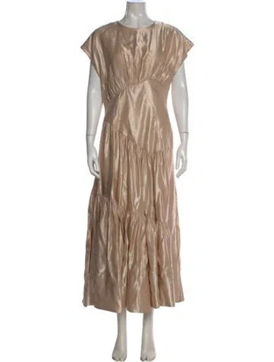 Pre-owned Aje Linen Long Dress In Neutral