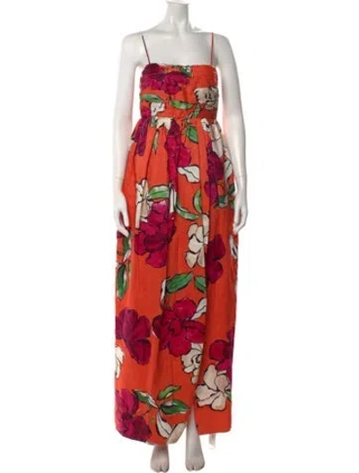 Pre-owned Aje Linen Long Dress In Orange