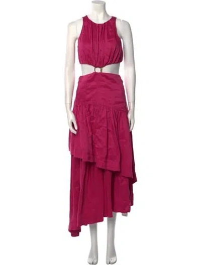Pre-owned Aje Linen Long Dress In Pink