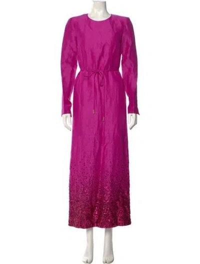 Pre-owned Aje Linen Long Dress In Pink