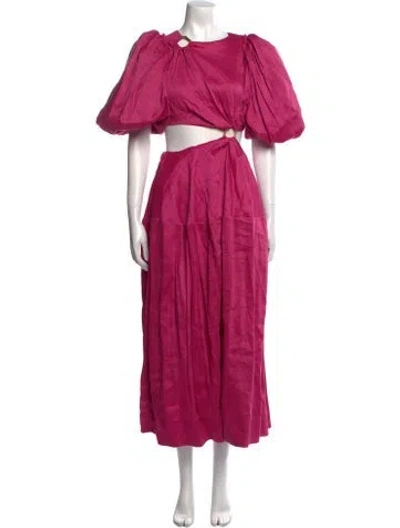 Pre-owned Aje Linen Long Dress In Pink